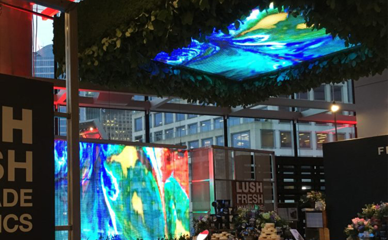 Lush with experiential display digital signage created by 10net, who is a digital signage supplier located in North Vancouver, BC