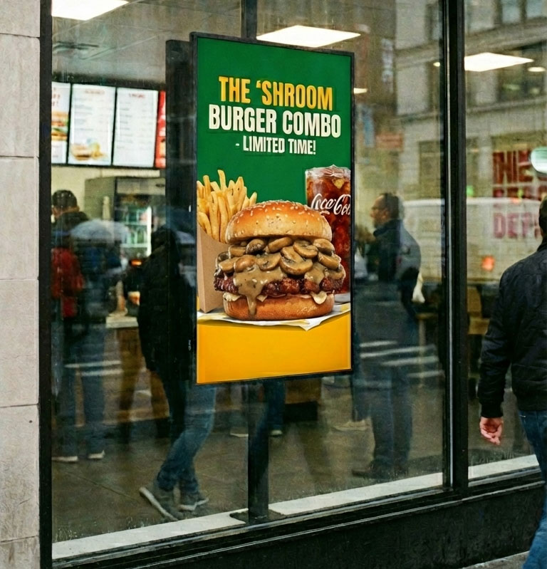 Digital In-Window Displays for Retail & QSR Storefronts- 10net